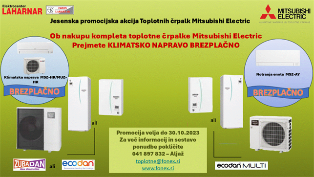 Toplotna črpalka Mitsubishi Electric Akcija jesen